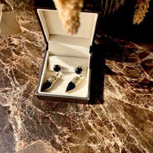 Black & Gold Vintage Drop Earrings